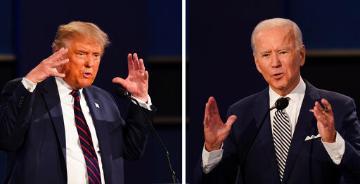 特朗普总统和副总统拜登在2020年大选的第一场辩论中。