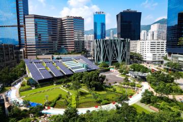 城市里的太阳能电池板结构。