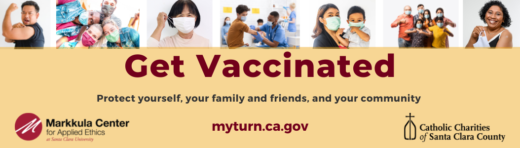 接种疫苗的人，戴着口罩，展示疫苗。接种疫苗，保护自己;你的家人和朋友。