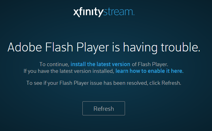 XFINITY在校园修复Flash在PC屏幕截图#1