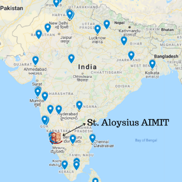 显示MOBI学生位置的印度地图