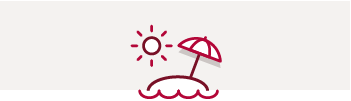 图标图形阳光岛与伞在沙滩上